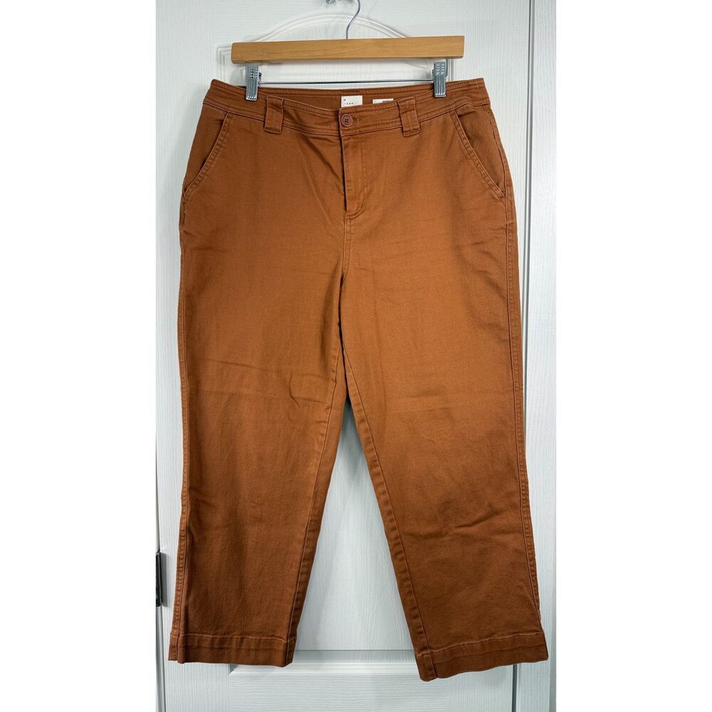 A New Day Rust Brown High Rise Straight Cropped Ankle Pants Women's 12